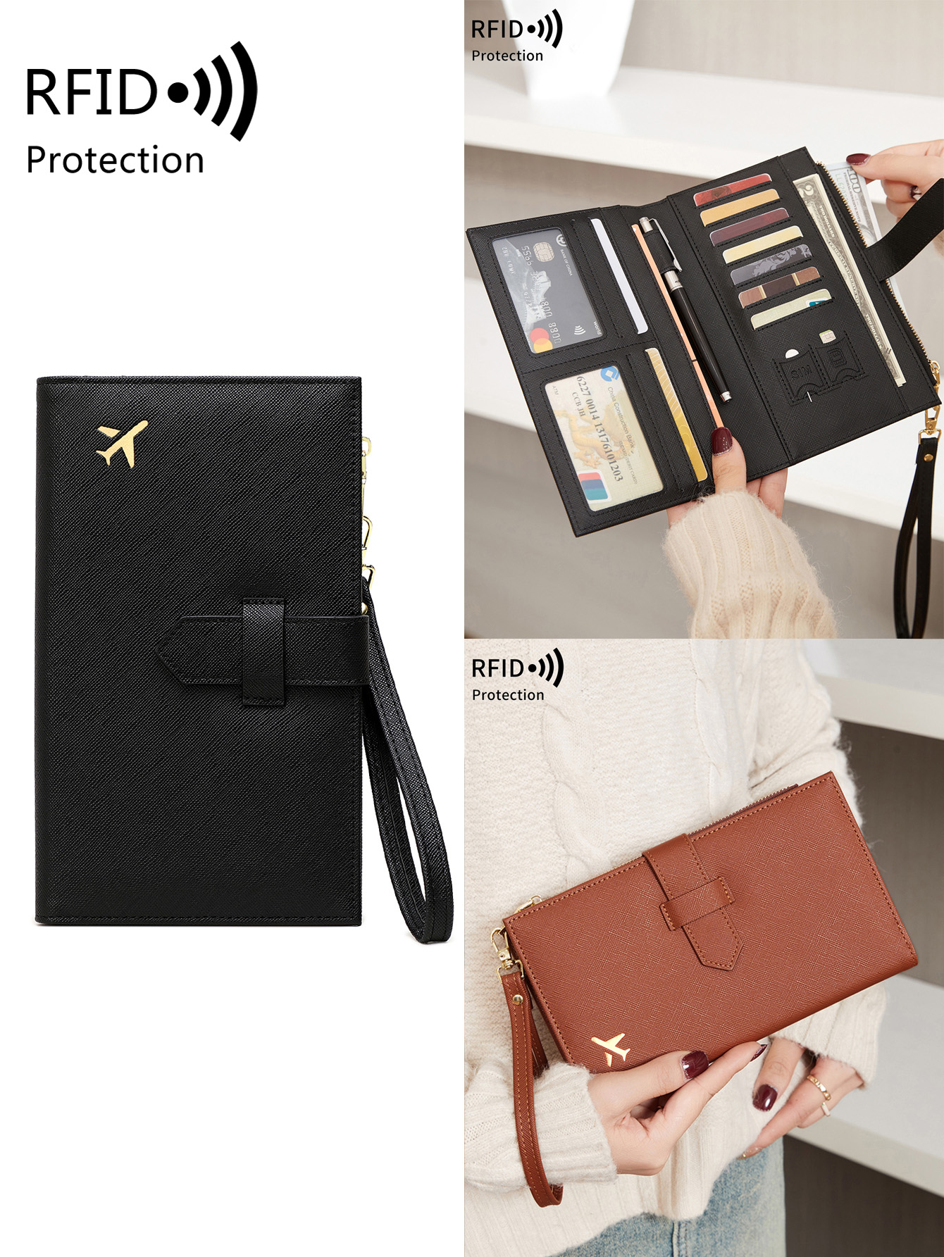 Travel Accessories For Plane - Fashionable PU leather airplane pattern RFID