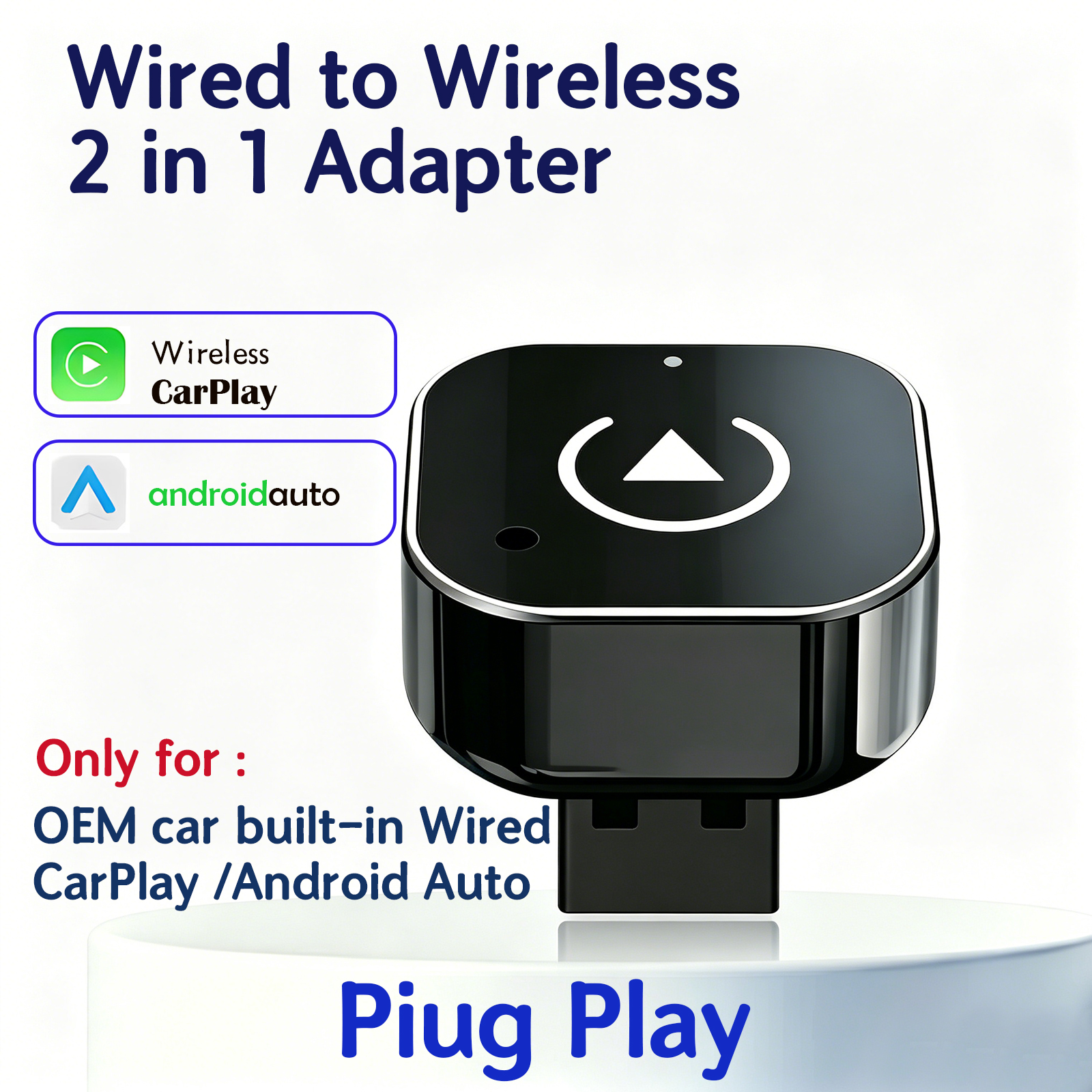 Travel Adapter Universal - 2-in-1 Wireless CarPlay & Android Auto