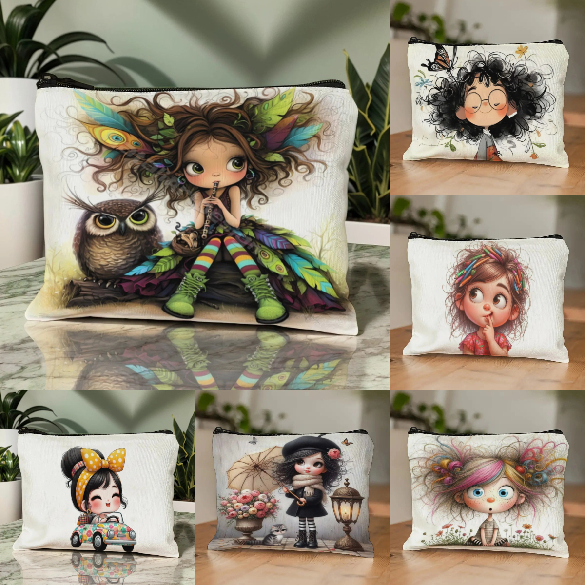 Travel Accessories Case - Cartoon Girl Makeup Bag Zippered Toiletry