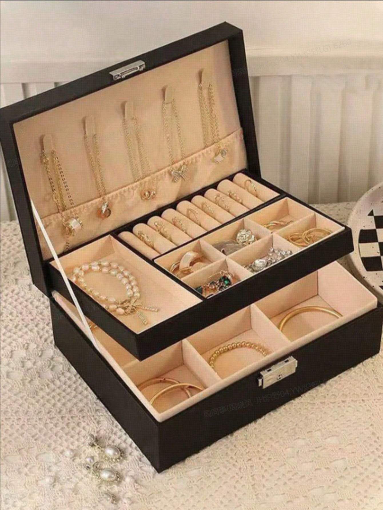 1pc Dual Layer Large Capacity  - đánh giá và giá Accessories Travel Jewelry Box