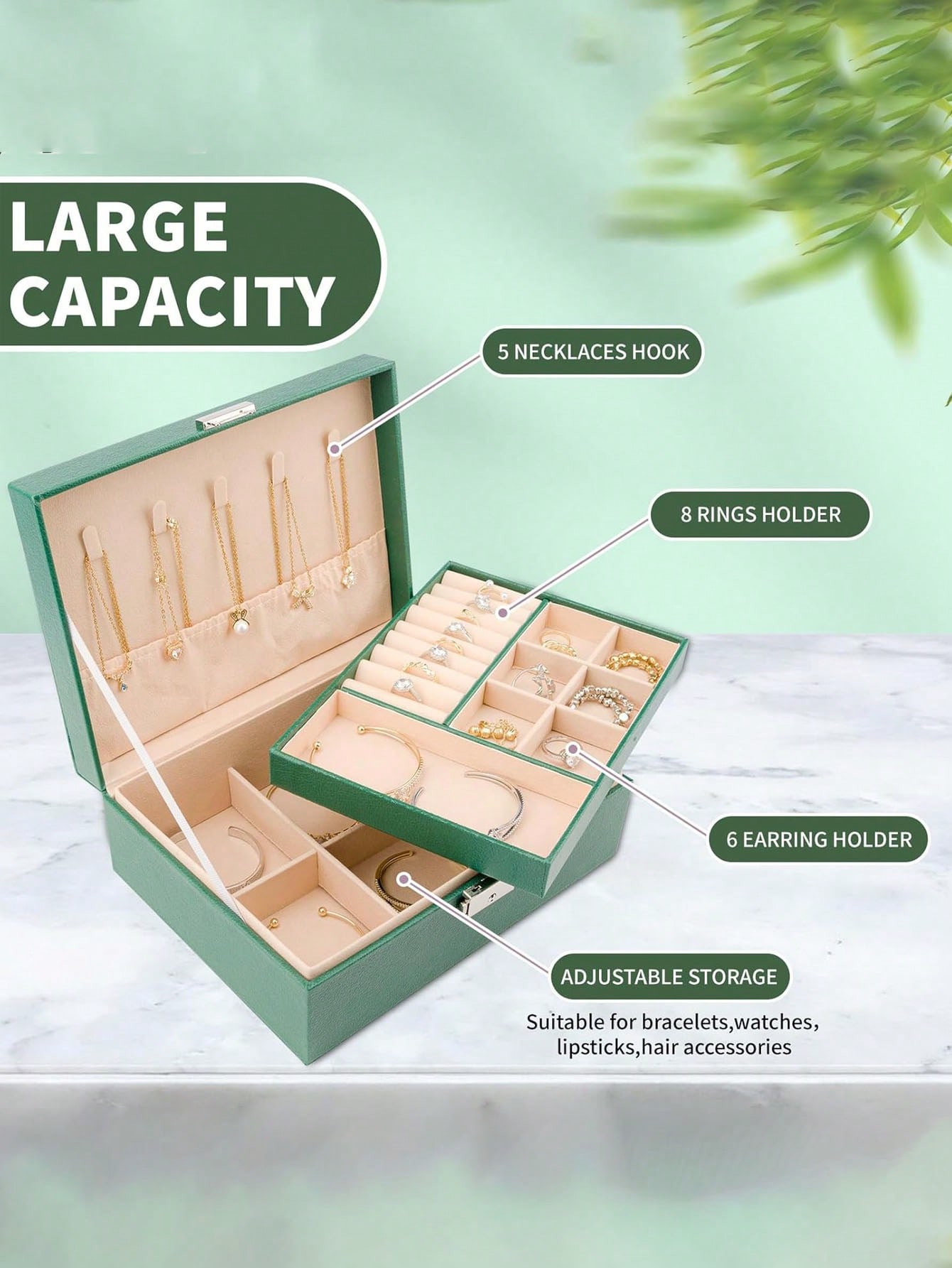1pc Dual Layer Large Capacity  - đánh giá và giá Accessories Travel Jewelry Box