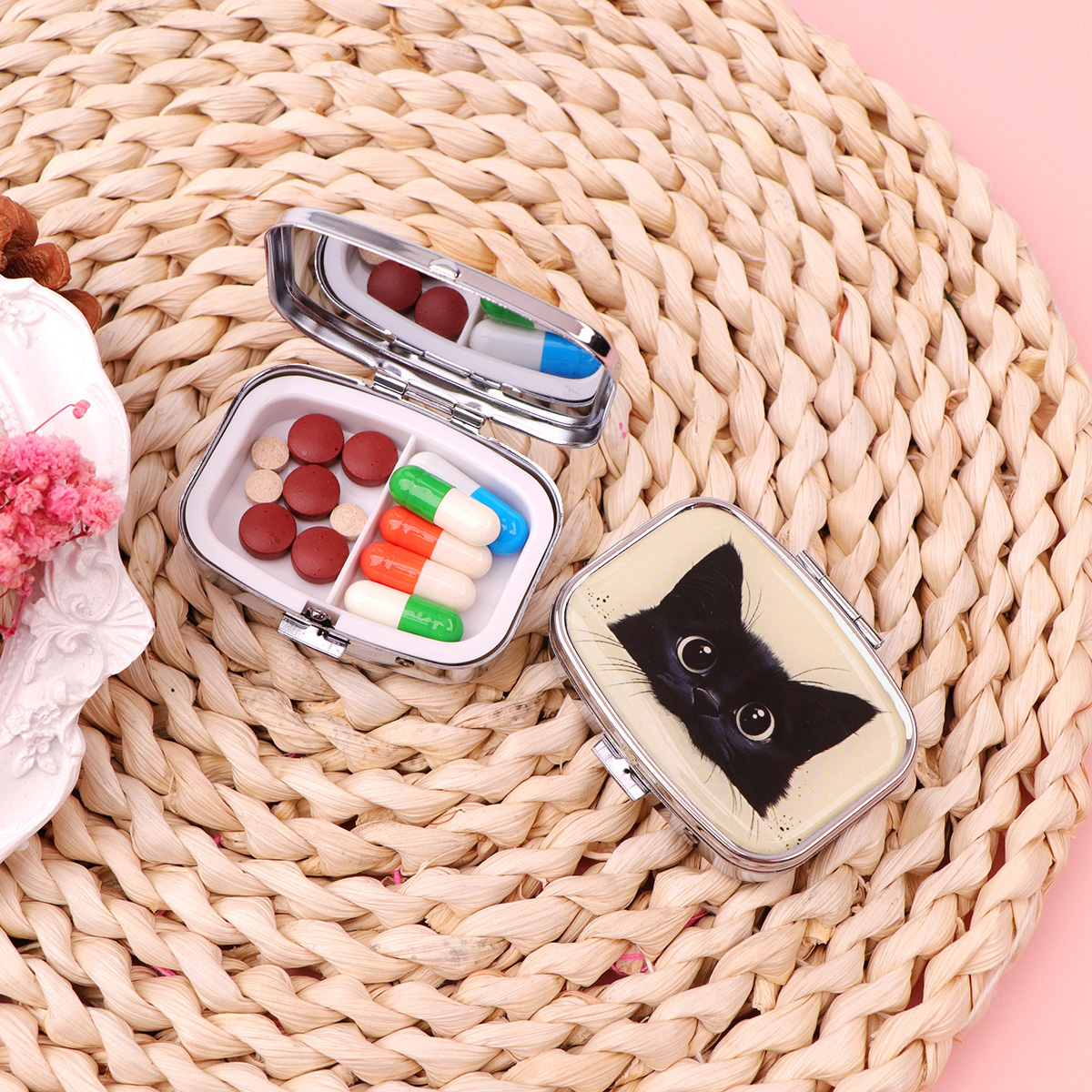 Black Cat Pill Boxes Cartoon A - đánh giá và giá Accessories Travel Jewelry Box