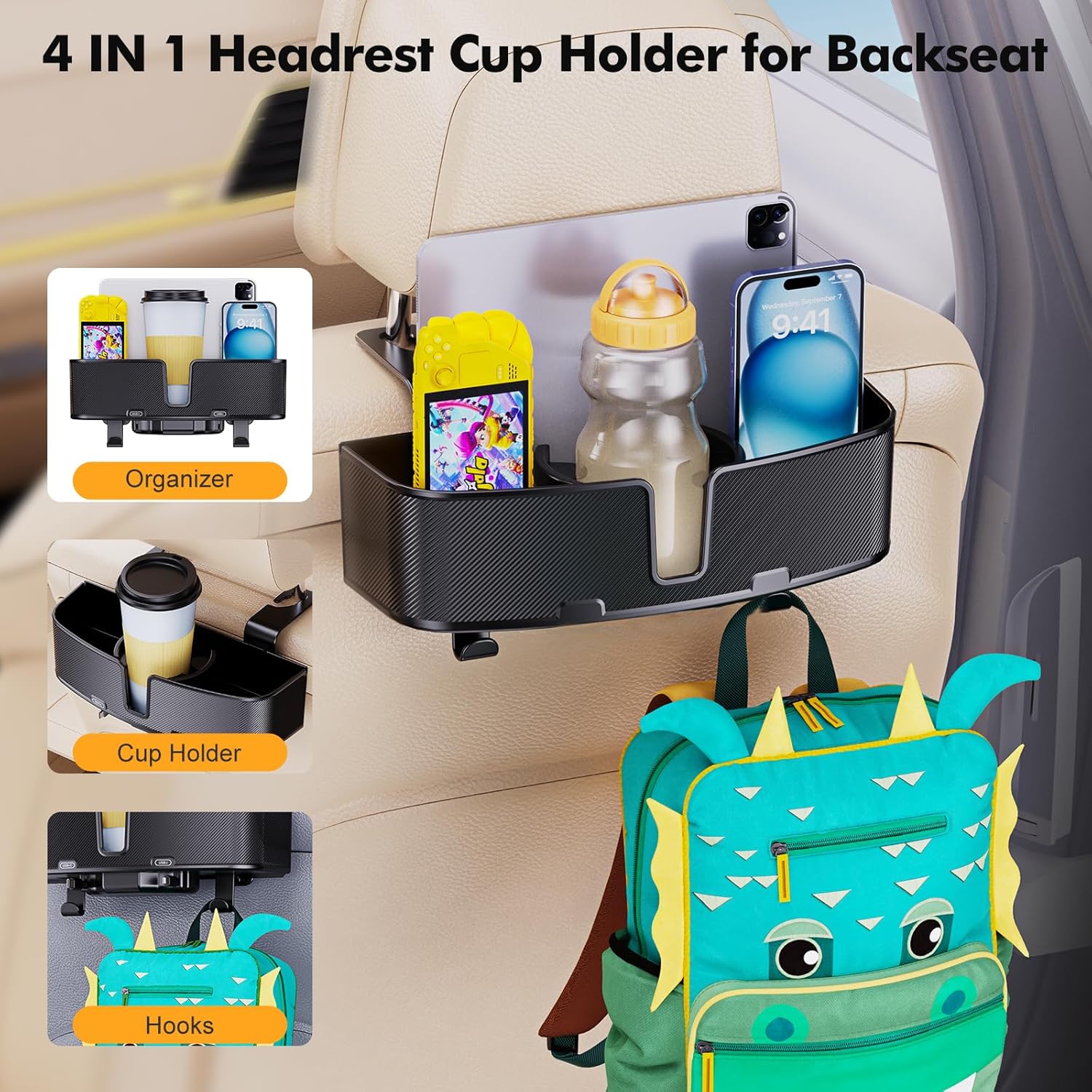 Car Headrest Cup Holder with S - đánh giá và giá Car Seat Travel Bag