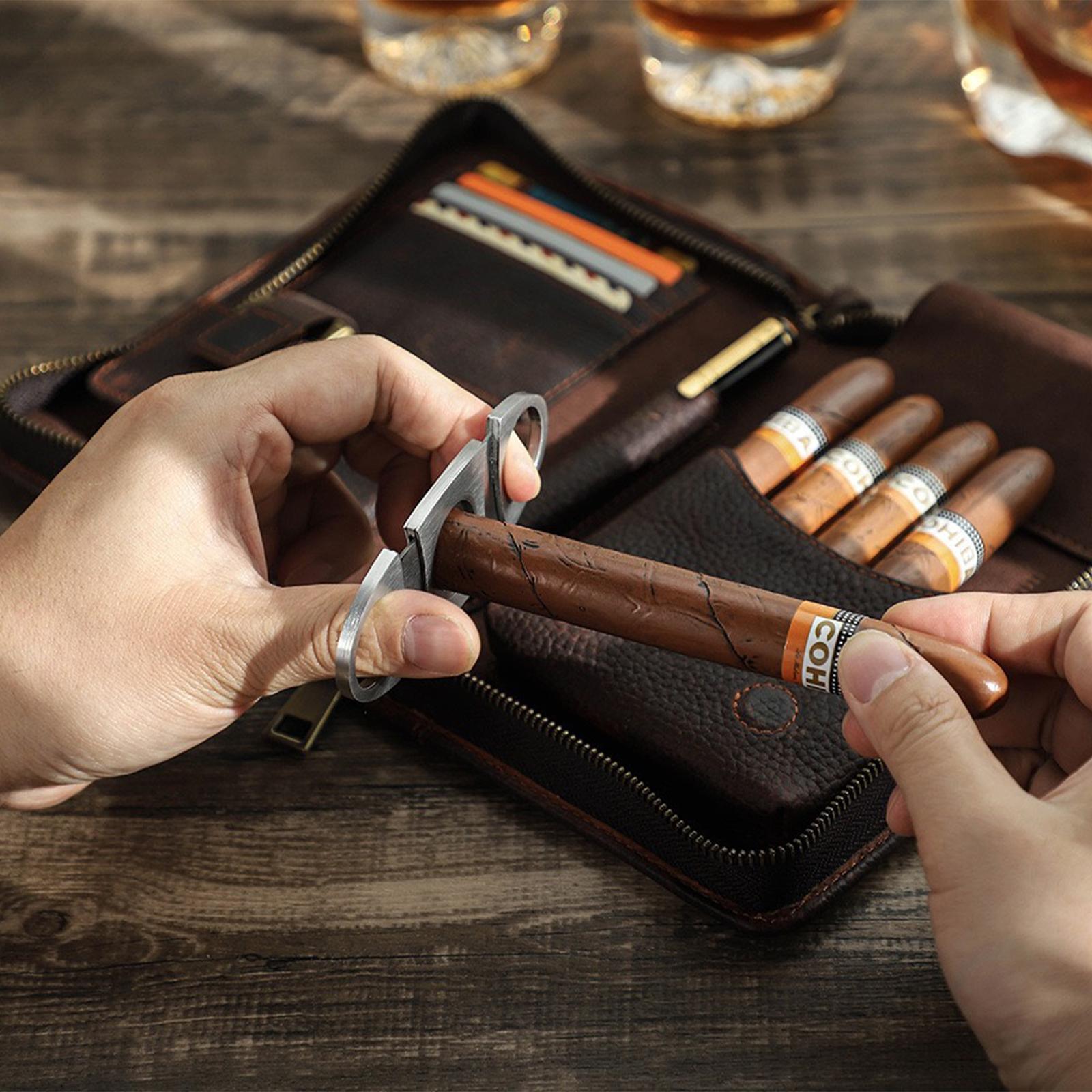 1pc,Leather cigar storage bag, - đánh giá và giá Travel Accessories In Store