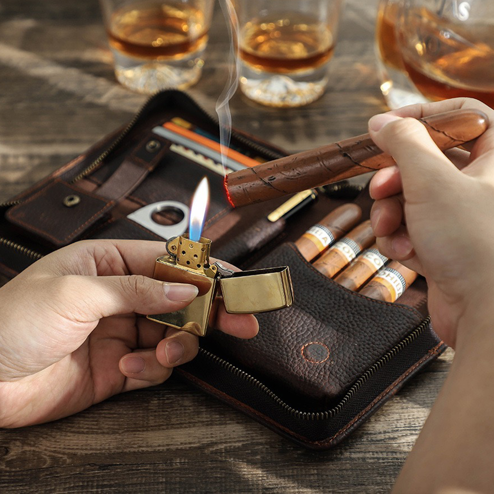 1pc,Leather cigar storage bag, - đánh giá và giá Travel Accessories In Store