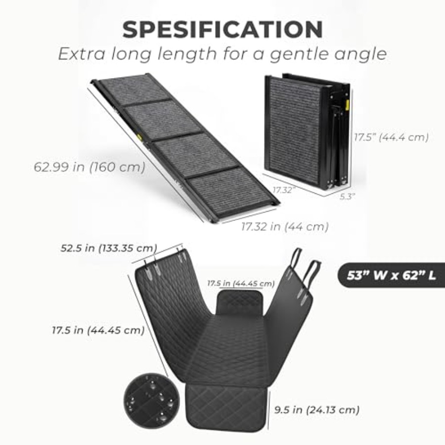 63 Foldable Non-Slip Dog Ramp  - đánh giá và giá Car Seat Travel Bag