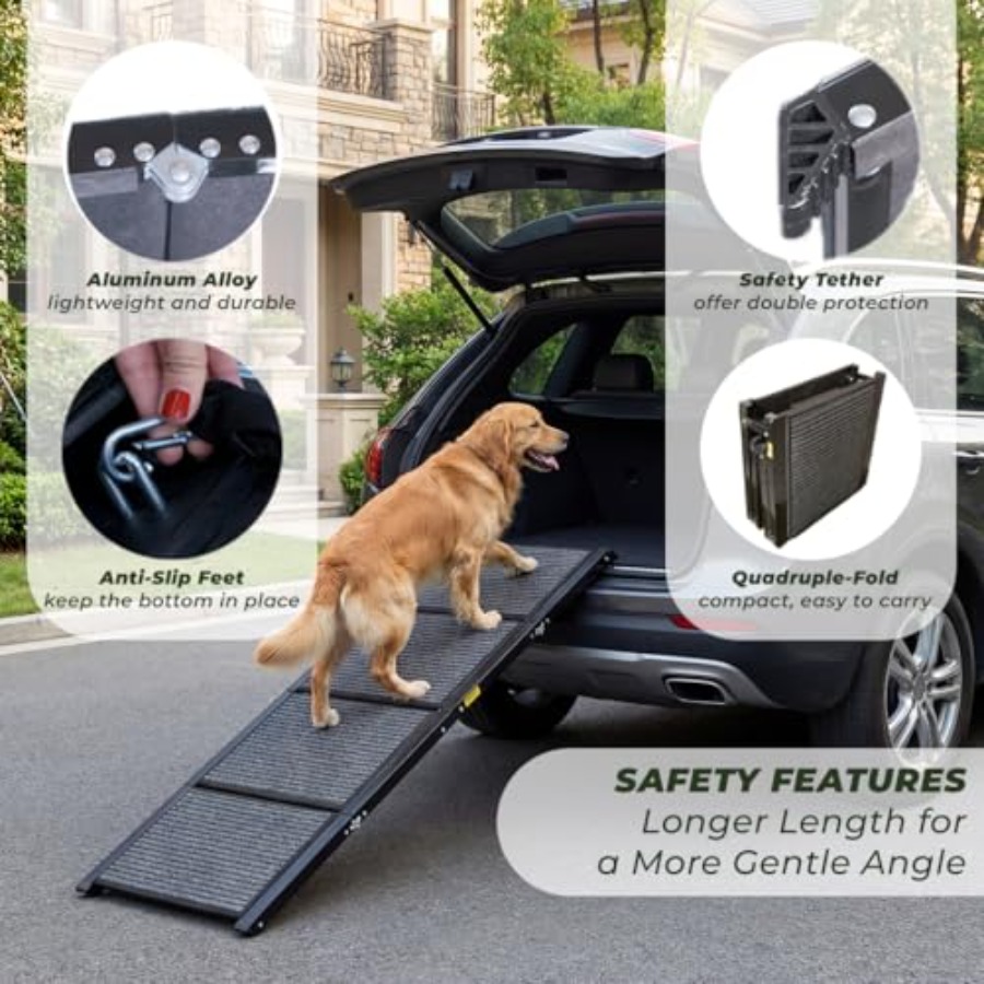 63 Foldable Non-Slip Dog Ramp  - đánh giá và giá Car Seat Travel Bag