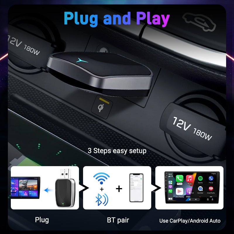 2in1 Wireless CarPlay Android  - đánh giá và giá Travel Adapter Universal