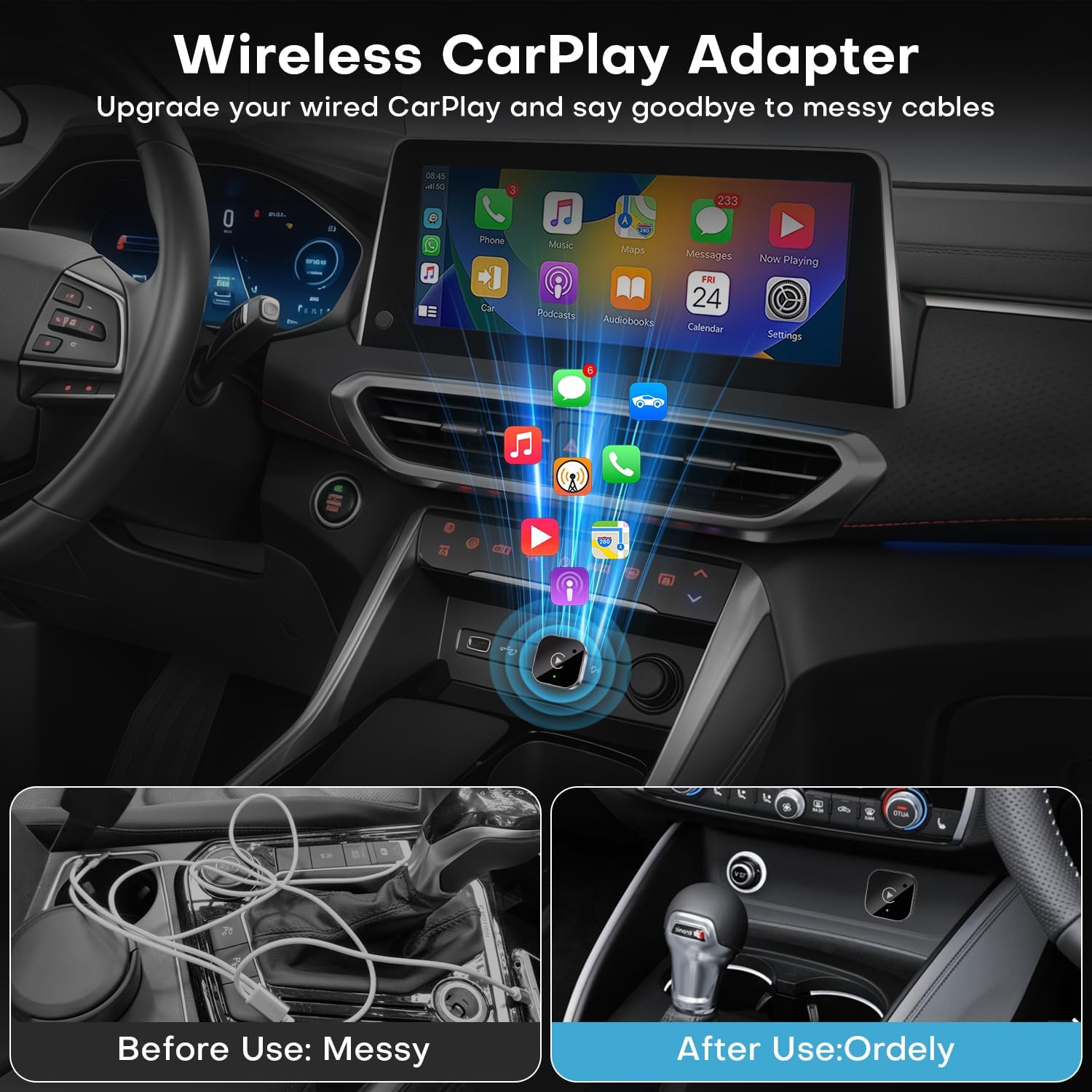 2-in-1 Wireless CarPlay & Andr - đánh giá và giá Travel Adapter Universal