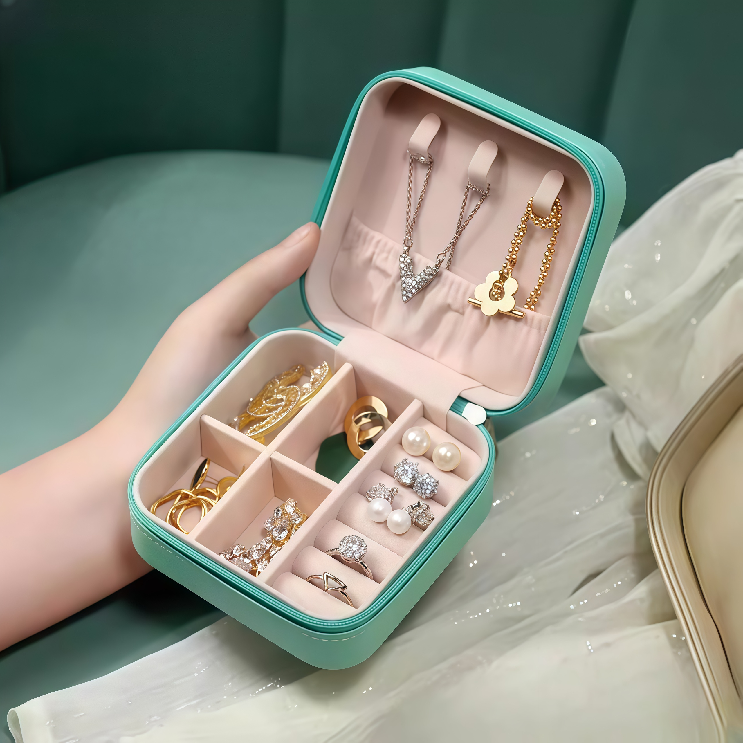 Simple And Portable Palm Jewel - đánh giá và giá Accessories Travel Jewelry Box